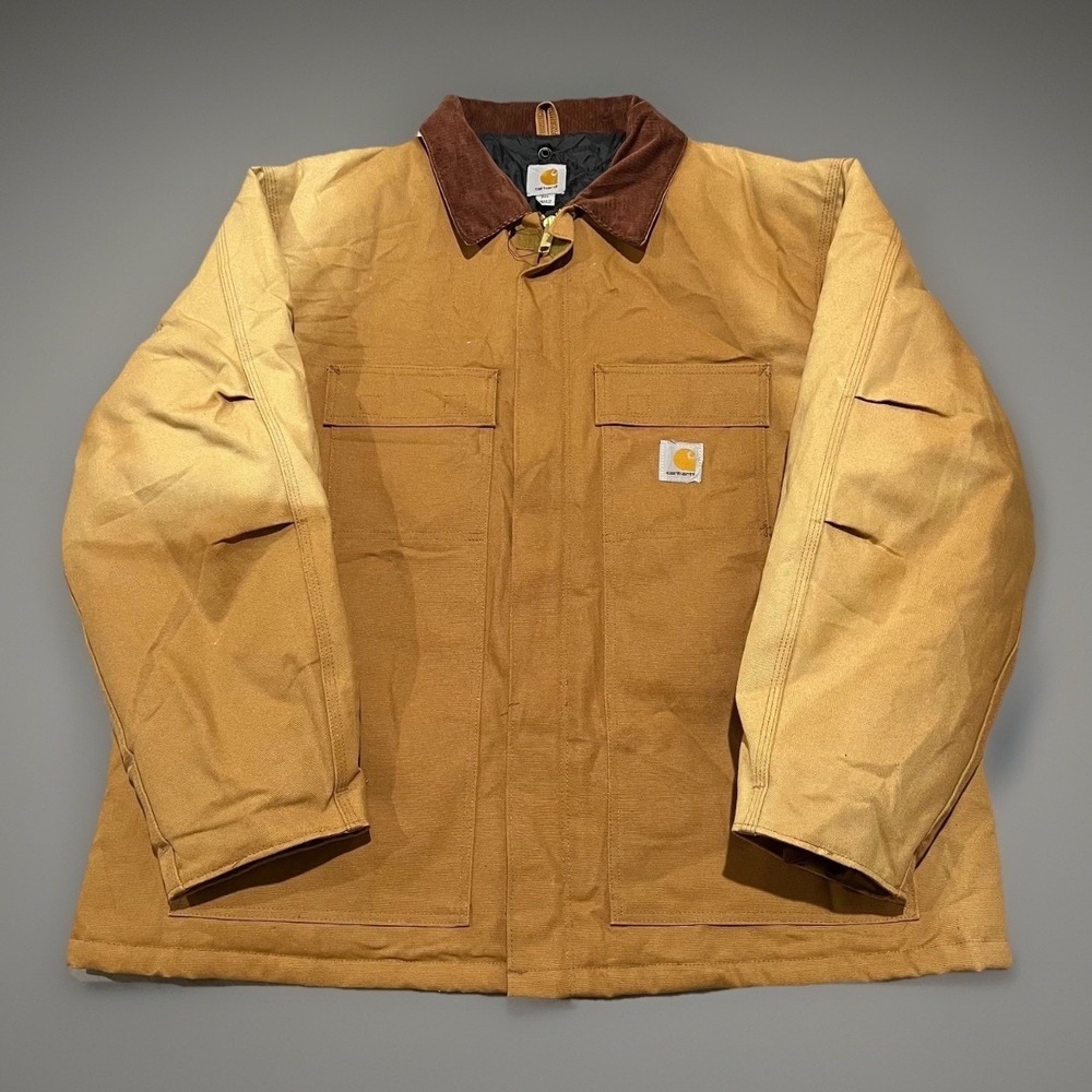 Carhartt C003 Mens Brown Loose Fit Duck Canvas Insulated Chore Work Coat 2XL